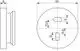 Technisches Zeichnungsdiagramm eines Fliesenausgleichs, dargestellt in Seiten- und Draufsicht. Ideal Standard Design zur Anpassung im Ceratherm T Duschsystem.